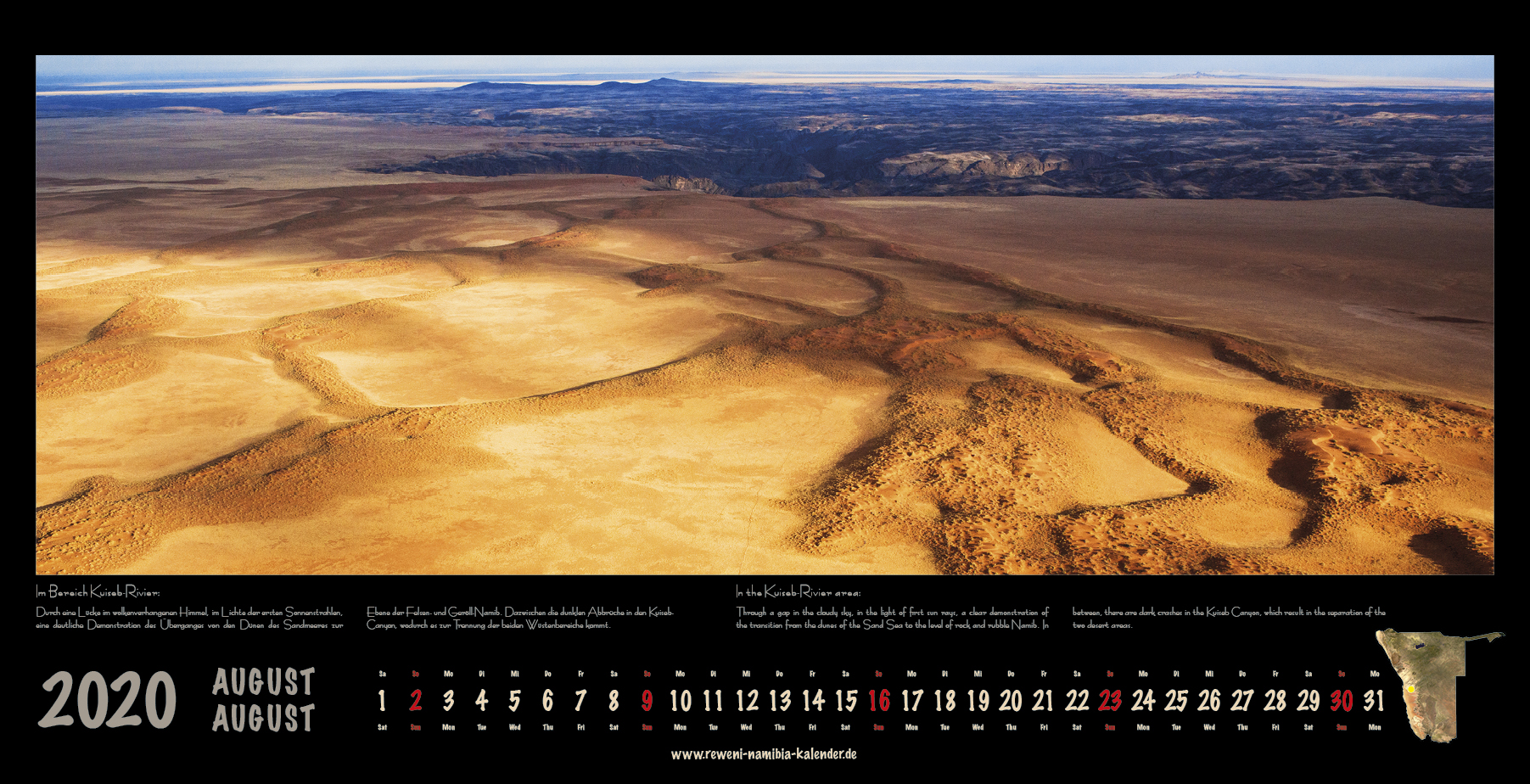 Niebel 2019 Kalenderblatter Namibia 2020 08