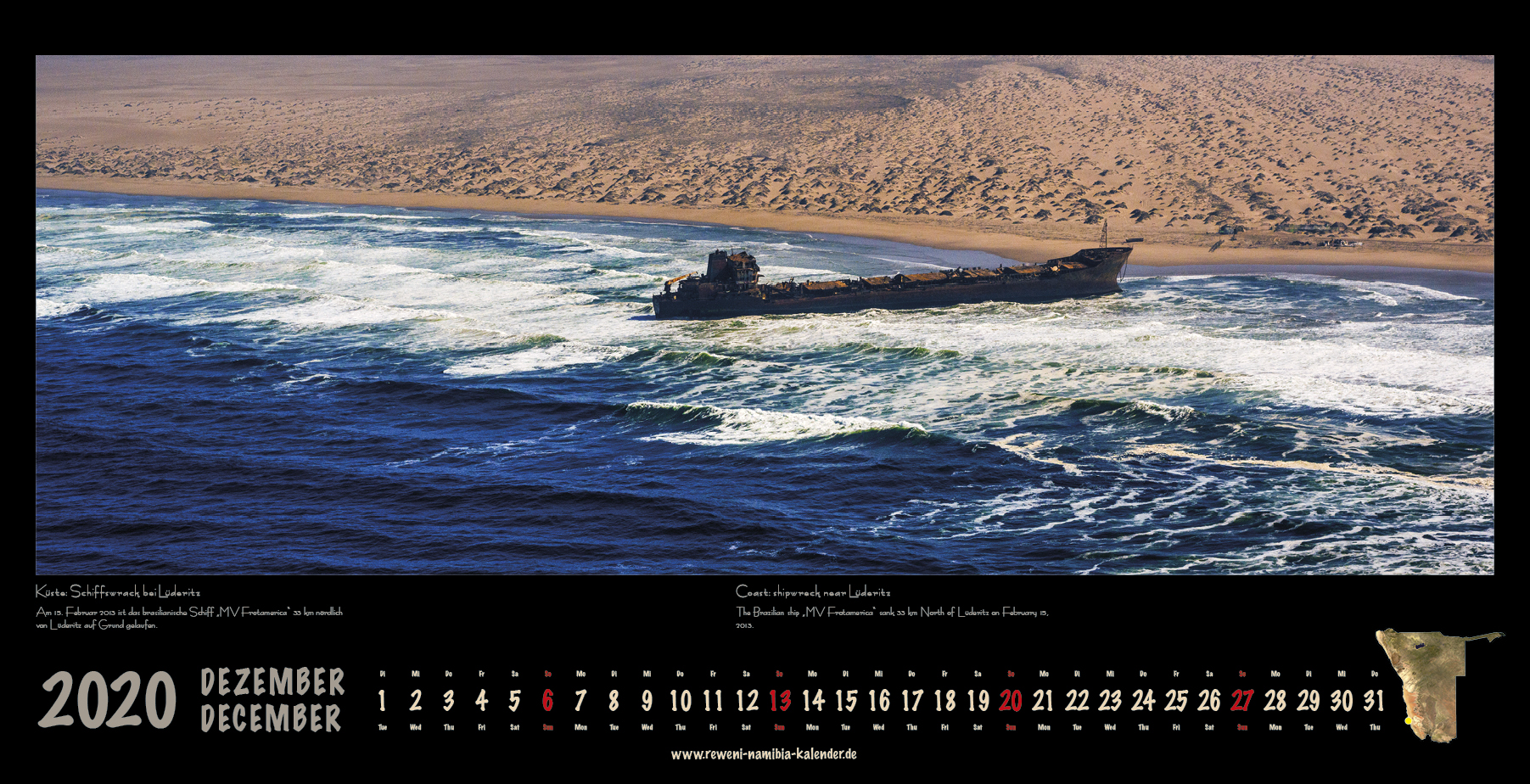 Niebel 2019 Kalenderblatter Namibia 2020 12